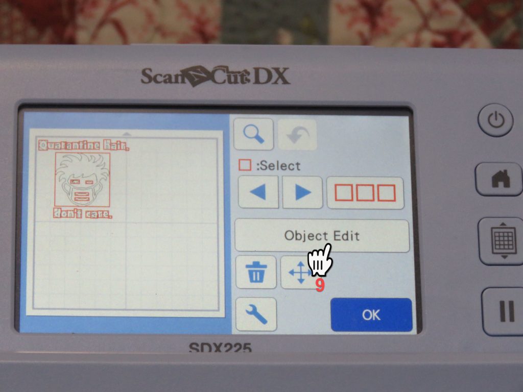 Screen Shot of Brother SDX225 showing object edit button