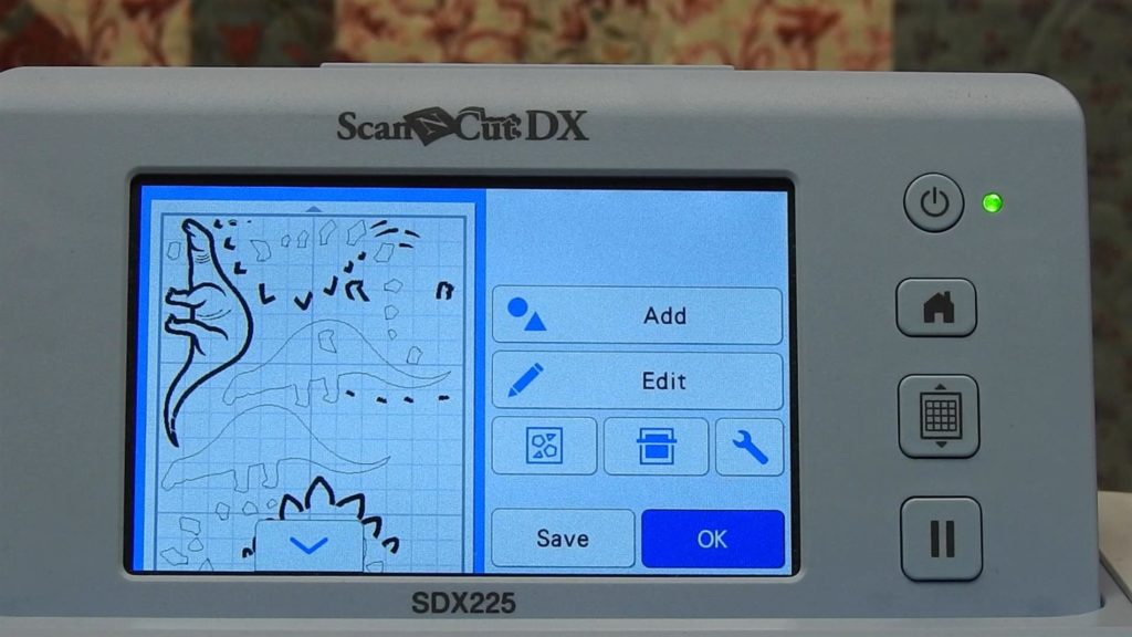 Screen Shot of ScanNCut SDX225 showing element of design separated out on 12" x 24" mat.