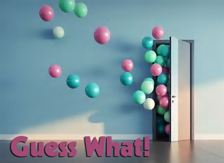 Open door with balloons coming out.