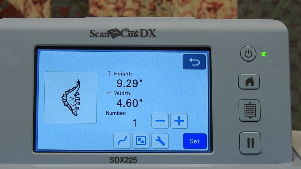 Screen Shot of ScanNCut SDX225 with wrench option to change mat size
