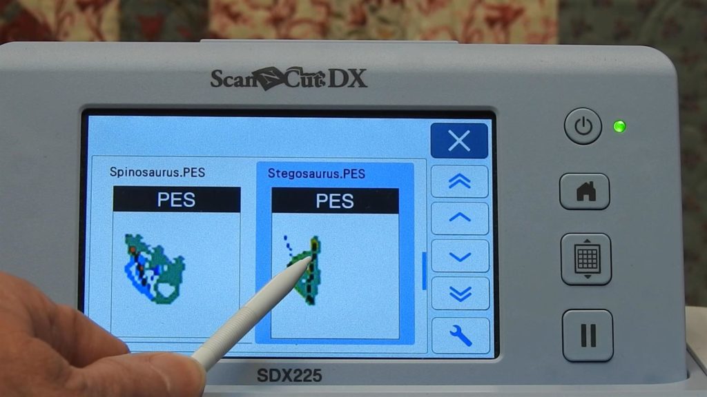 Select pes file on ScanNCut SDX225