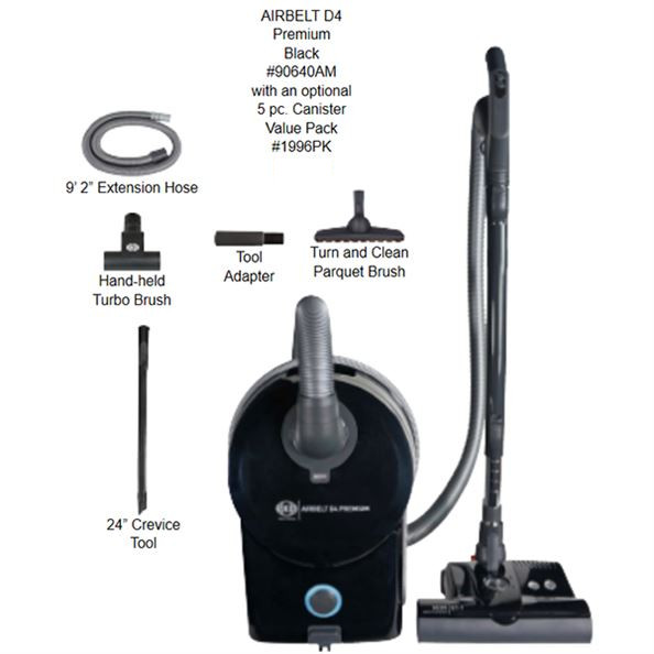 SEBO Airbelt D4 Premium Onyx Canister vacuum bundle extras