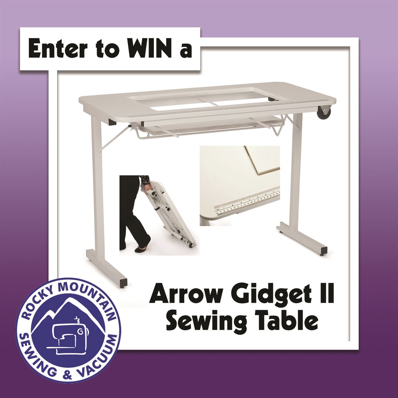 win-an-arrow-gidget-ii-sewing-table-rocky-mountain-sewing-vacuum