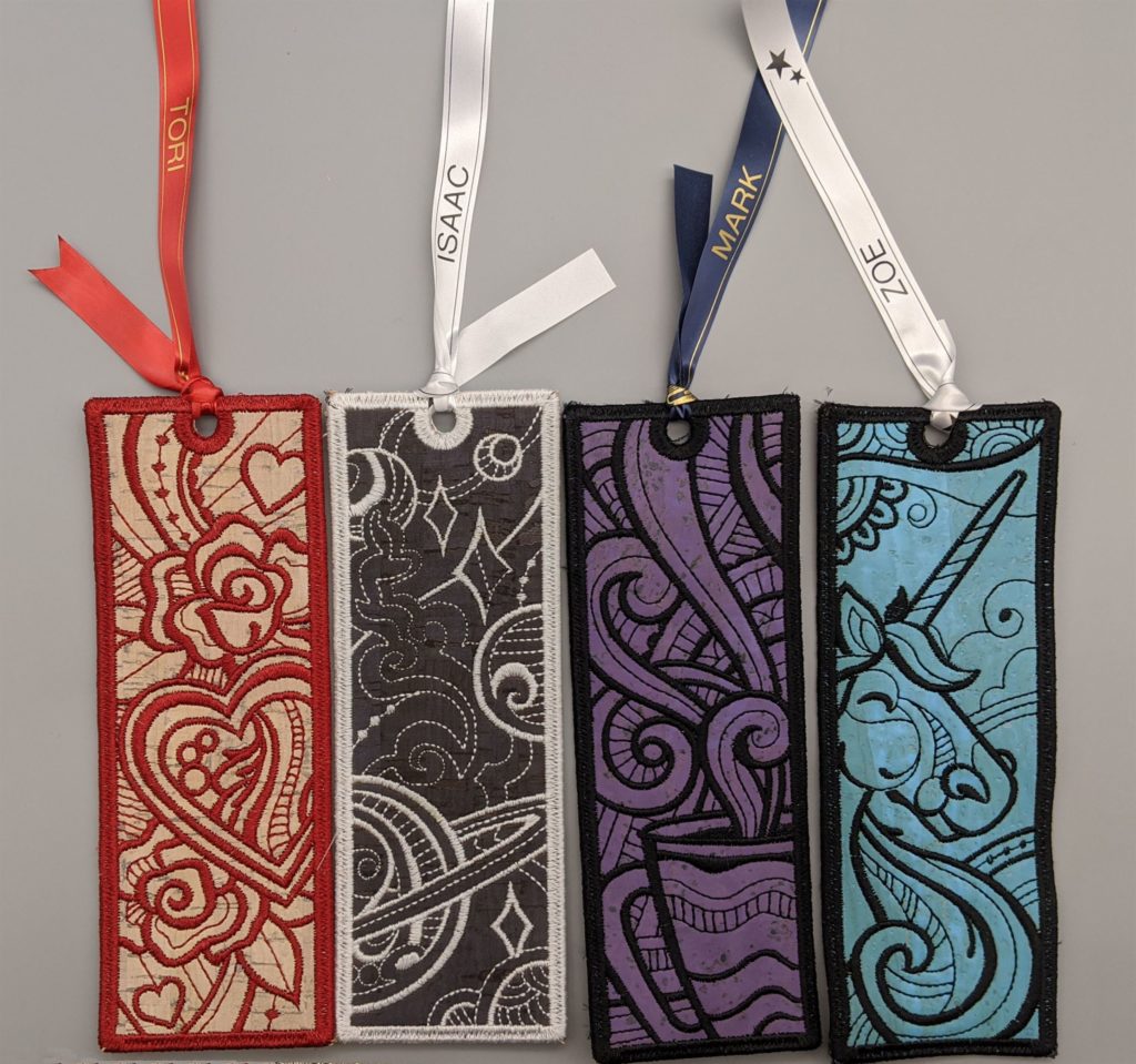 4 Zen Bookmarks made from different colors of cork