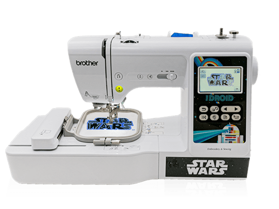 Front view Brother Star Wars LB5000S Special Edition with Droid faceplate Sewing/embroidery machine
