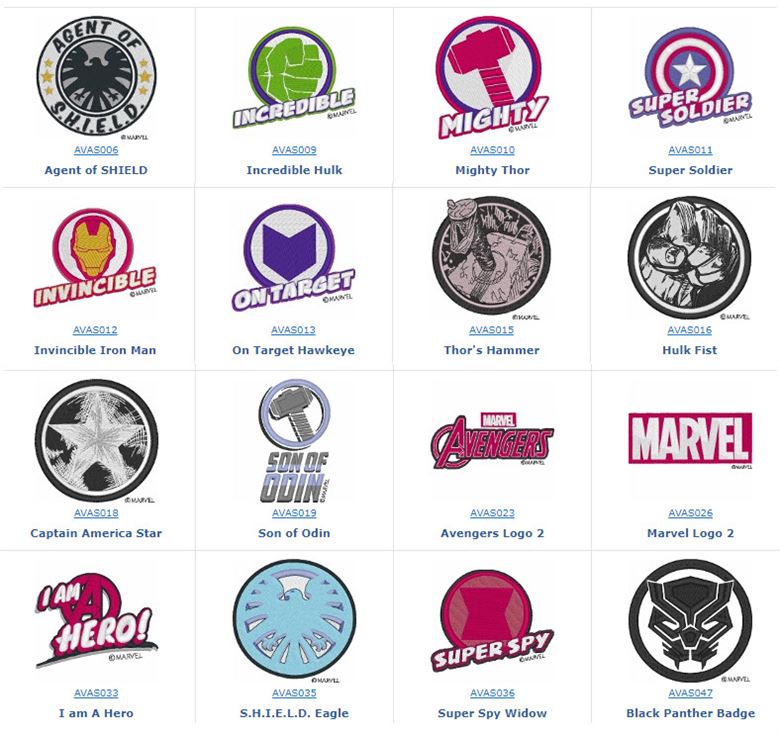 Avengers designs at ibroidery
