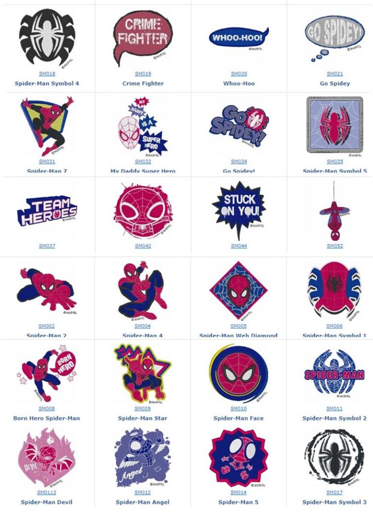 Spiderman designs at iBroidery