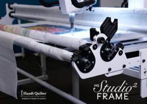 Photo of Studio2 Frame for Handi Quilter Amara 20 showing alternate configuration of the rails