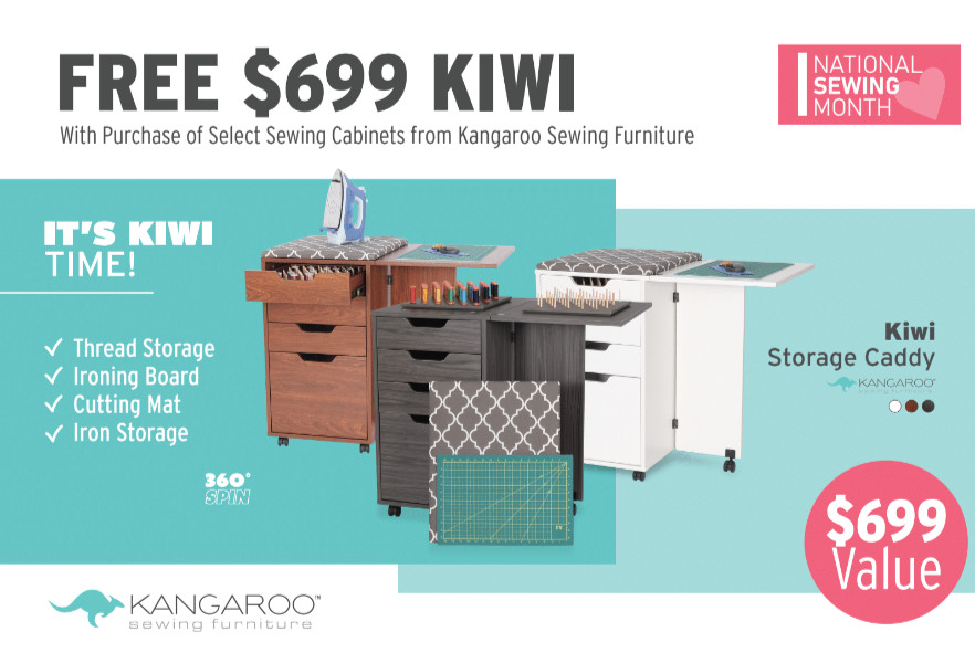 FREE Kiwi with Purchase of Sewing Cabinet